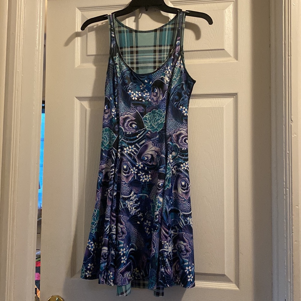 Tartan Aqua vs. Koi Purple Inside Out Blackmilk Clothing Dress